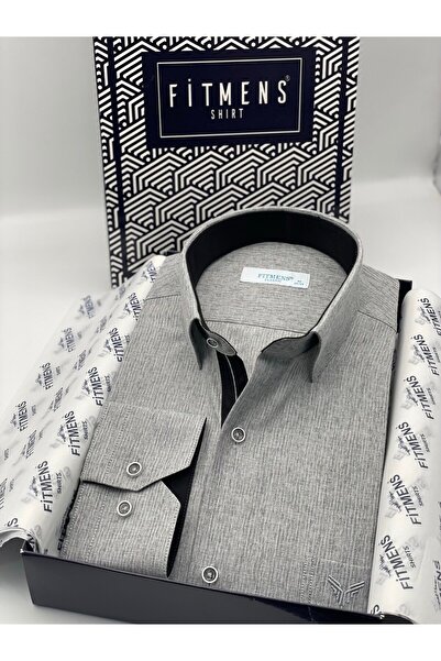 Fitmens Klasik Uzun Kol Keten Cotton Hediye Kutulu Erkek Gömlek FS-001261 - K...