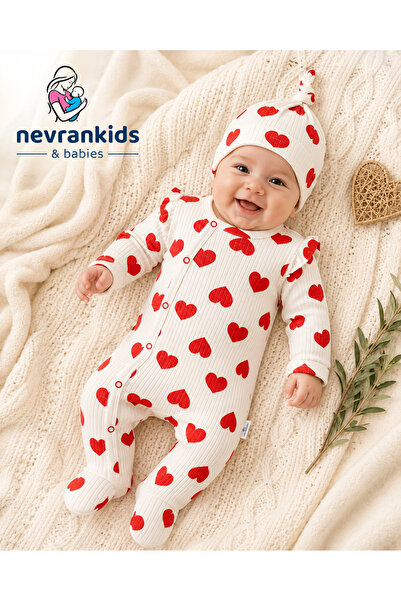 nevrankids Heart Big Pattern Kız Bebek 2’li Tulum Set