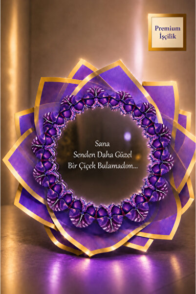 exzone Led Işıklı Aynalı Mor Kelebek Buketi Sana Senden Daha Güzel Bir Çiçek ...