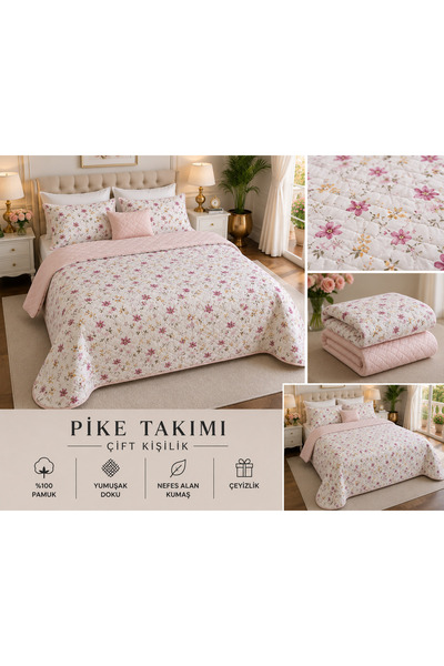 tekstilfabic غطاء سرير مزدوج من نوع بيكيه وغطاء سرير وغطاء رقيق