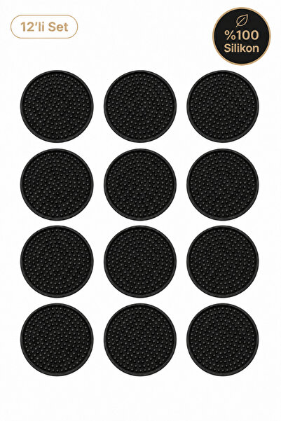 Siliconly 12 Adet Silikon Bardak Altlığı, Bardak altlığı , %100 Silikon Barda...