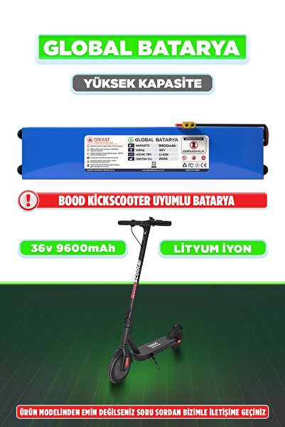 GLOBAL BATARYA Bood Kickscooter Uyumlu Elektrikli Scooter Bataryası 36v 9600m...