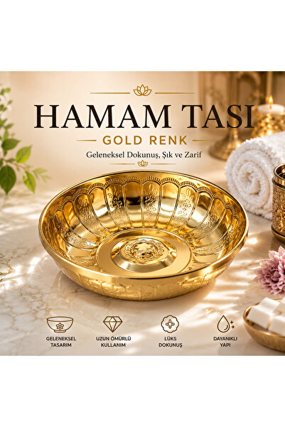 canper Hamam Tası Gold Hamam Tası Motifli Metal