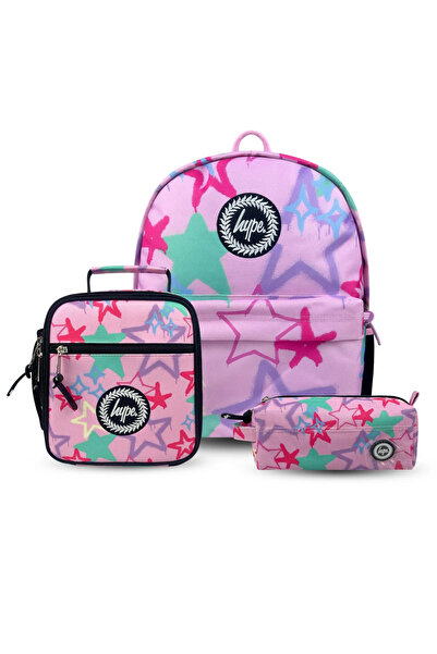 JUST HYPE HYPE BAGS Backpack Iconic Set of 3 Pink Graffiti Stars