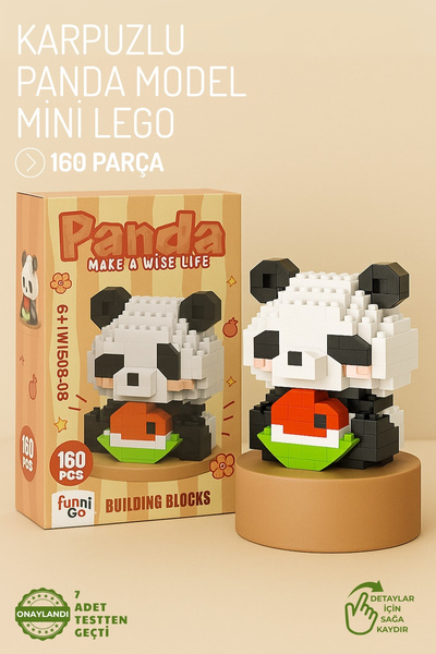 Nandy Home Karpuzlu Panda Model Karakter Figürü 3D Yapı Oyuncakları