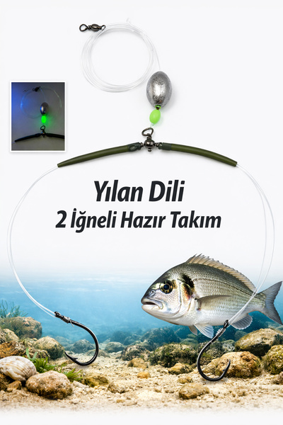 sr sazanrig Cipura Takımı Yılan Dili 2 İğneli 30 Gr Gezer Kurşunlu Takım İğne...