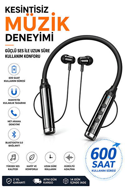 Dexmon 600 Saat Kullanım Süreli Bluetooth Boyun Askılı Kablosuz Kulaklık Many...