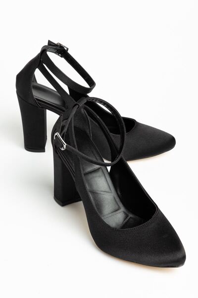 Lillian Heels Black Satin Heels Women's Shoes