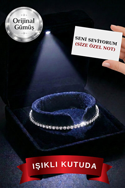CARAT STONE Pırlanta Işıltılı Gerçek Gümüşten Su Yolu Asansör Bileklik