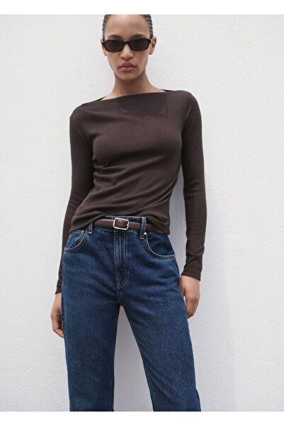 MANGO Woman Long-Sleeved Boat Neck T-Shirt