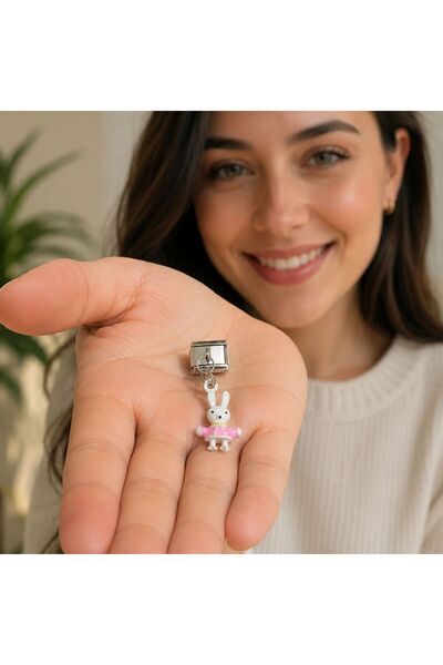 stainles steel İtalyan Tavşan Detaylı Charm