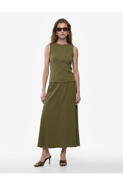 Koton Viscose Fabric Sleeveless Crew Neck Blouse