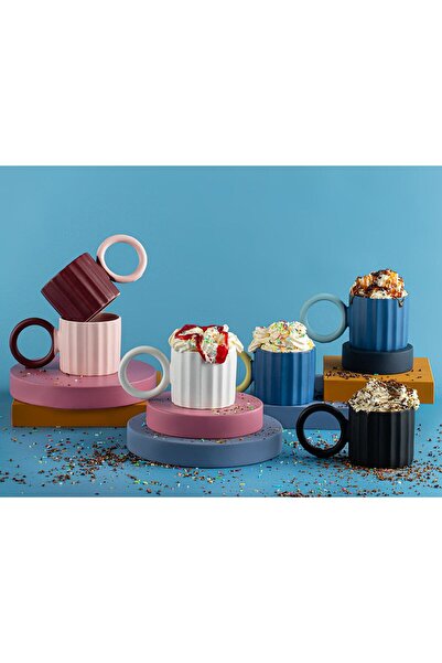 English Home Angled New Bone China Kupa 260 Ml Siyah