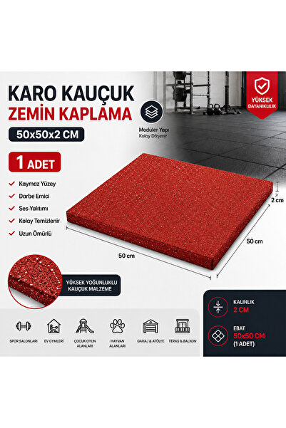 Doğa Kauçuk Karo Kauçuk Zemin Kaplama 50x50x2 Cm (1 Adet)