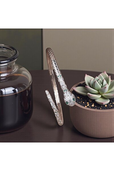 Lujeria İris, Zirkon Taşlı Rose Gold Ayarlanabilir Yılan Bileklik