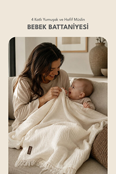 miniboni 4-Layer Soft and Lightweight Muslin Baby Blanket