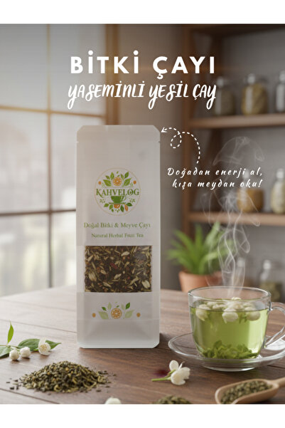KAHVELOG Yaseminli Yeşil Çay 250gr(Doğal Kurutulmuş, Katkısız)