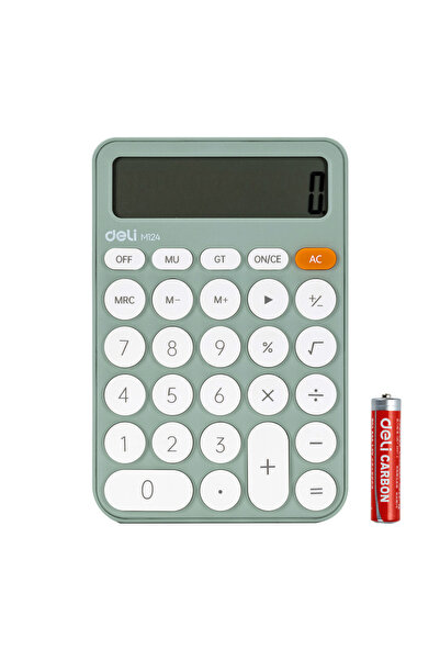 Deli Calculator de birou cu 12 cifre, din plastic, model EM124 VERNIL