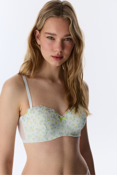 Penti Açık Mint Lotus Straplez Floral Balenli Sütyen