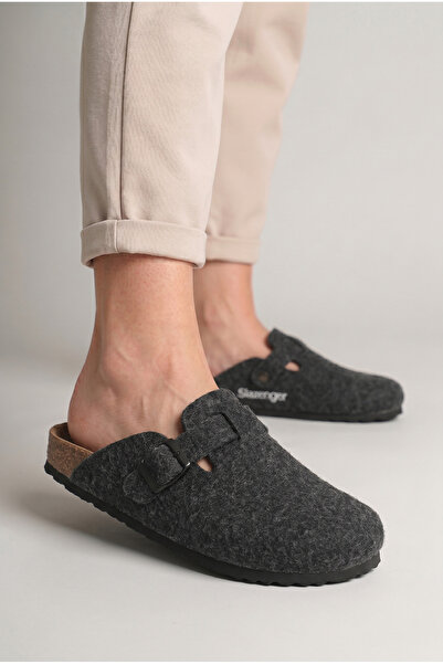 Slazenger Leo Dámské Pánské Unisex Plstěné domácí pantofle Smoked Dark Grey
