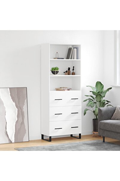 Concept Dulap înalt, alb, 69,5x34x180 cm, lemn compozit
