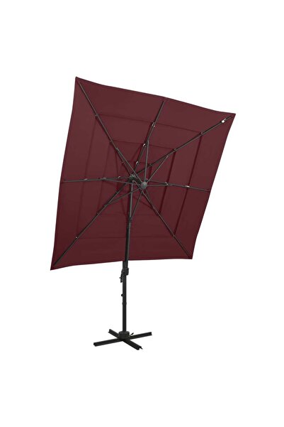 Concept Umbrelă soare 4 niveluri stâlp aluminiu roșu bordo 250x250 cm