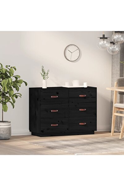 Concept Servantă, negru, 100x40x75 cm, lemn masiv de pin
