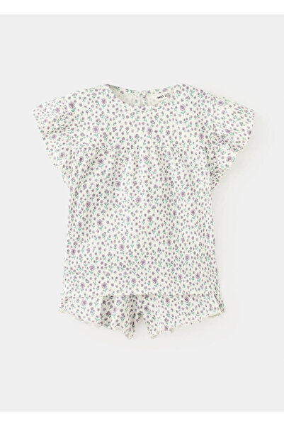 MANGO Baby Çiçek desenli kısa pijama