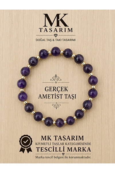 MK tasarım Real Amethyst Stone Bracelet Mk.7000.810- Comfort-Peace-Energy- St...