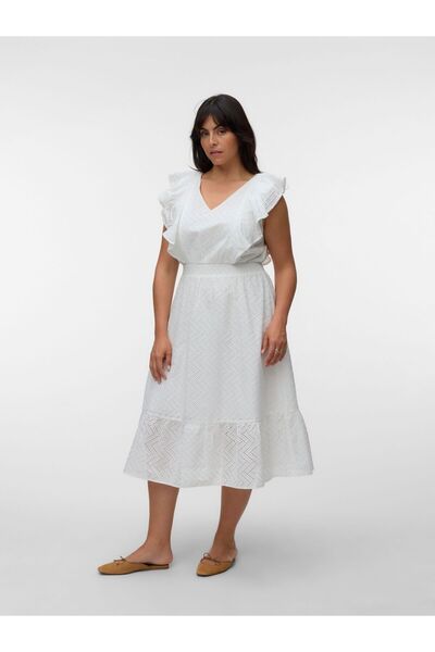 Veromoda Curve Gesmoktes Kleid VMCANNA Midikleid