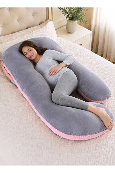 Generic U Shape Maternity Pillow,Microfiber Grey,70x25x120cm,Relieve Fibromya...