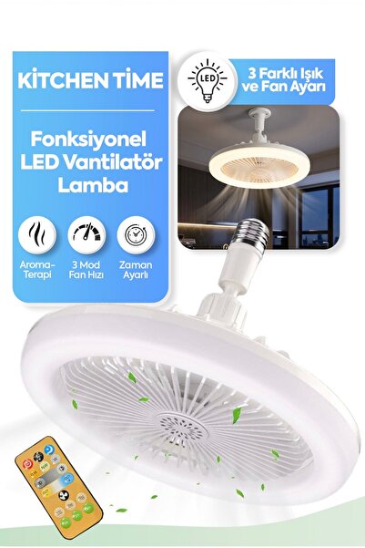 Kitchen Time Pervaneli 3 Kademeli Led Lambalı Fan Tavan Vantilatörü Işık Ve H...