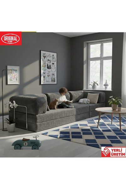 HEREV K300X100 KÖŞE KOLTUK TAKIMI YIKANABİLİR KADİFE KUMAŞLI MODÜLER KÖŞE TAKIMI