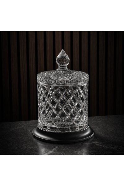 Kozak Crystal Series Glass Black Bathroom Set, 4-Piece Liquid Soap Dispenser, Brush Holder, Solid Soap Dispenser, Cotton Swab Holder