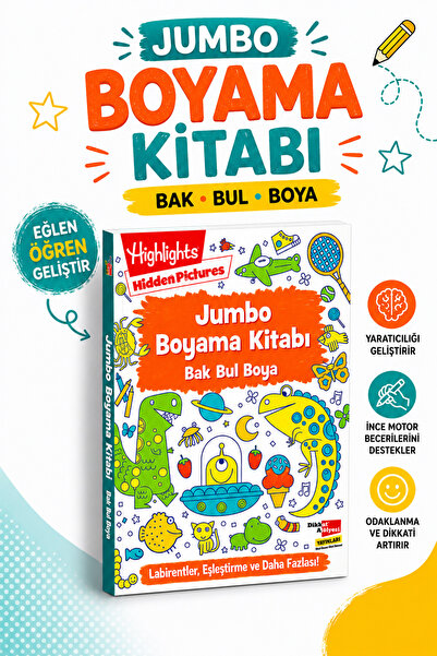 Dikkat Atölyesi Yayınları Jumbo Boyama Kitabı Bak Bul Boya
