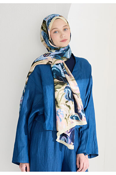 Freshscarfs Rosie Floş Viskon Şal İndigo