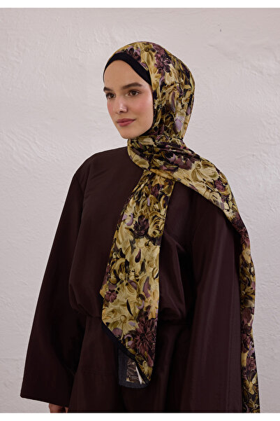 Freshscarfs Summer Bloom Desen Rami Şal Siyah
