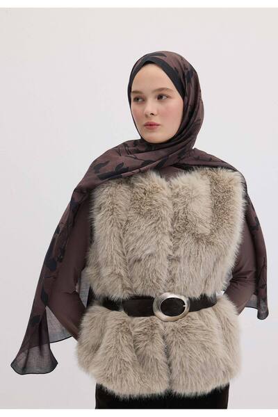 Freshscarfs Șal cu model Pădure Întunecată, roșu-maro