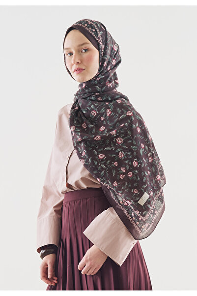 Freshscarfs Leana Desenli Pamuk Viskon Şal Mürdüm