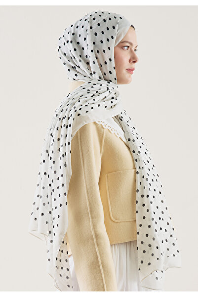 Freshscarfs Small Polka Dots Desen Rami Şal Ekru