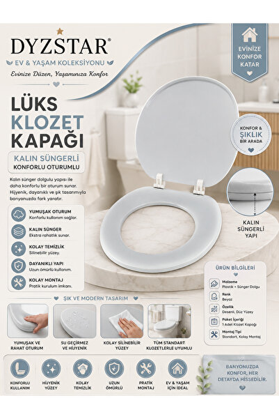 DYZSTAR Lüks Klozet Kapağı Kalın Süngerli Yumuşak Oturumlu Desenli WC Kapağı ...