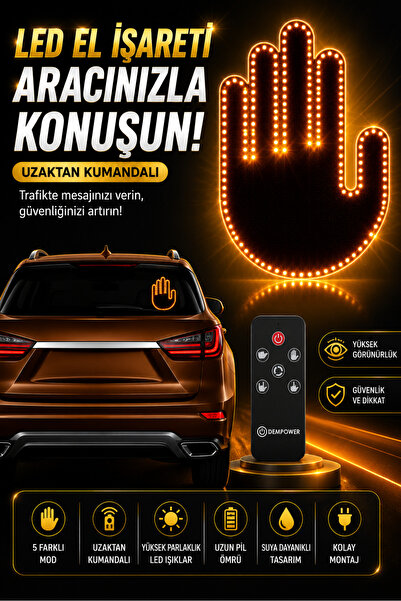 DEMPOWER Araç Arka Cam Led El Reflektörü