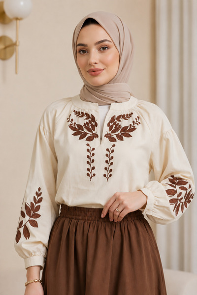 bellura Robadan Lastikli Eteği Fırfırlı Düğmeli Tunik