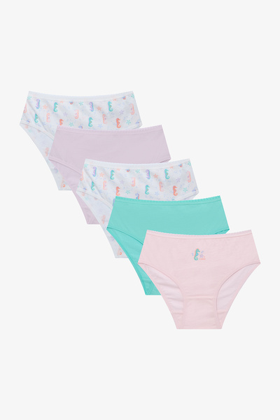 Penti Chiloți din bumbac multicolori pentru fete Seahorse cu imprimeu 5-pachet