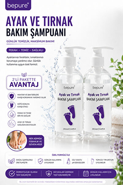 Bepure Ayak Ve Tırnak, Kasıntı, Mantar Ve Koku Için Ayak Bakım Şampuanı (2x25...