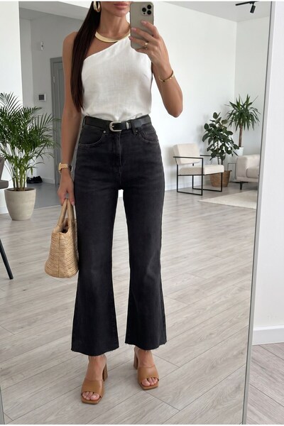 HerTon Pantaloni de damă spaniole cu picior evazat - Denim cu talie înaltă