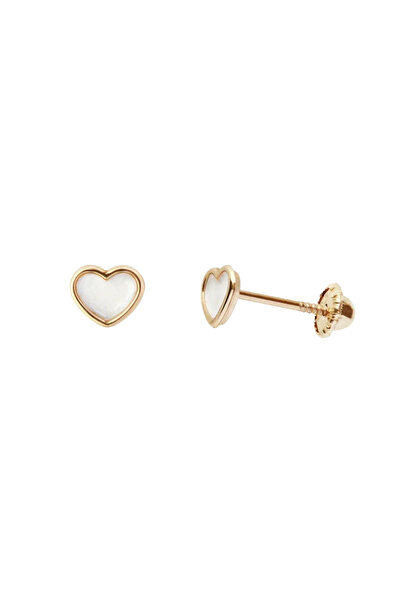 Lisa&Co. Cercei Aur cu filet Enamel Heart Aur galben 14K / Sidef / Sidef