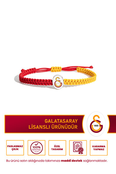 Galatasaray GS Renkli Logo Ayarlanabilir Makrome Bileklik Lisanslı Taraftar B...