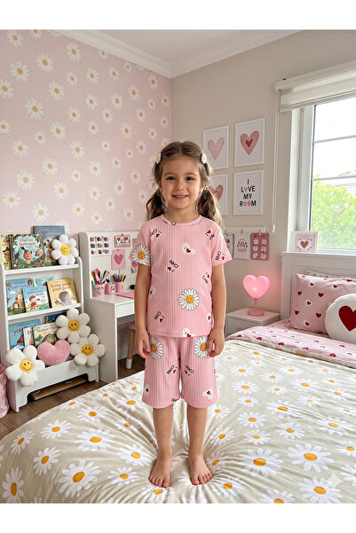 Pijamakids Κοριτσίστικο βαμβακερό σετ καλοκαιρινής πιτζάμας με κοντό μανίκι μ...