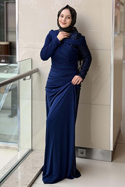 Mahal Fashion Night Pırıltı Boncuk İşleme Detaylı Abiye Elbise